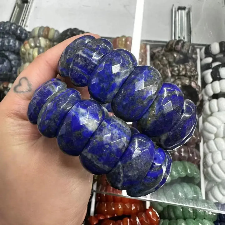 Big Cuff Bangle Crystal Bead Bracelets-Bracelets-Ali-Lapis Lazuli-19cm-Crystal Destiny