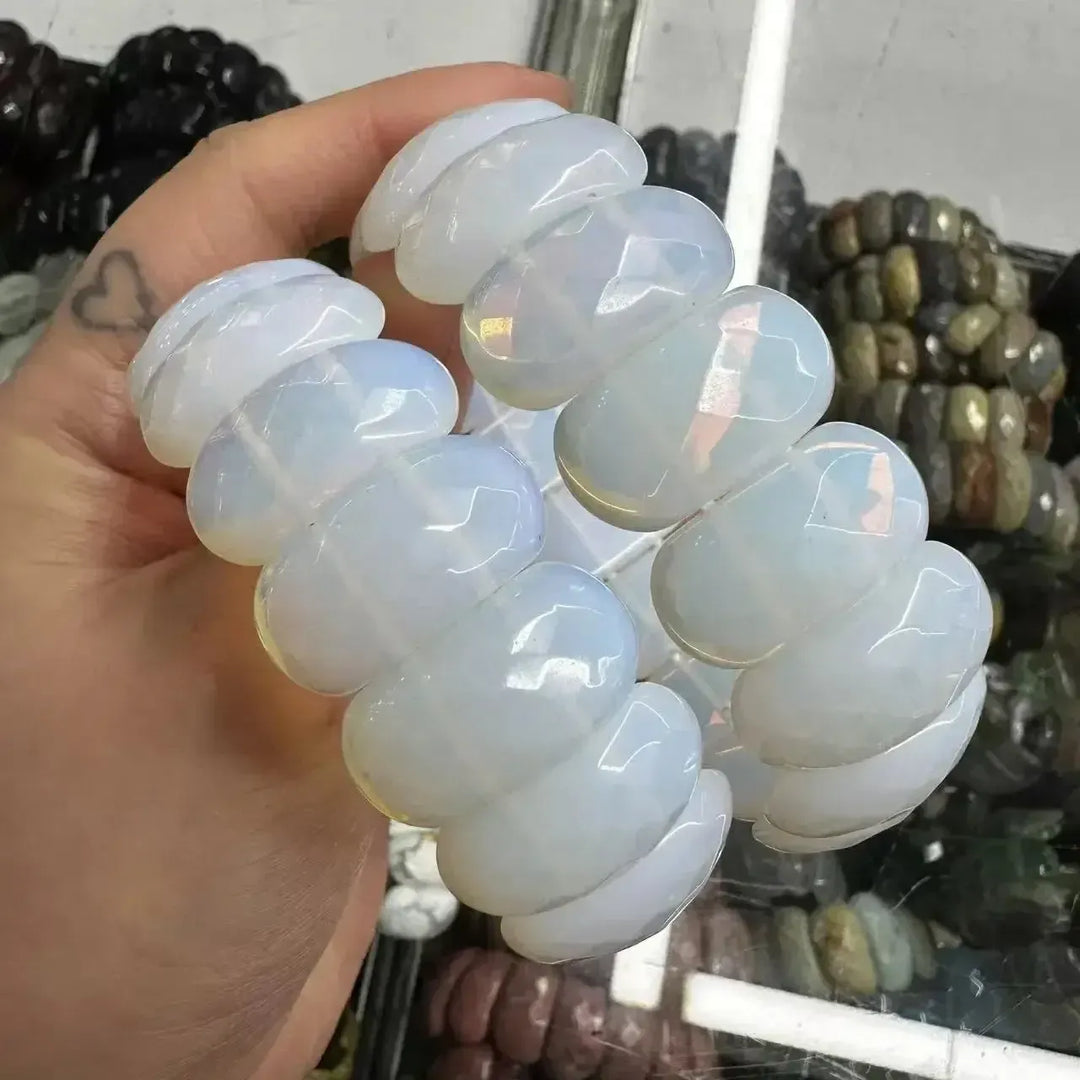 Big Cuff Bangle Crystal Bead Bracelets-Bracelets-Ali-Opalite-19cm-Crystal Destiny