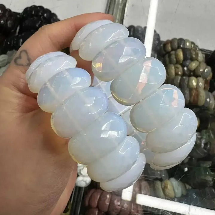 Big Cuff Bangle Crystal Bead Bracelets-Bracelets-Ali-Opalite-19cm-Crystal Destiny