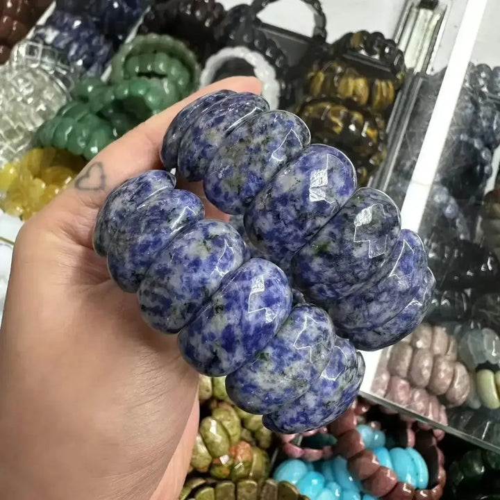 Big Cuff Bangle Crystal Bead Bracelets-Bracelets-Ali-Sodalite-19cm-Crystal Destiny