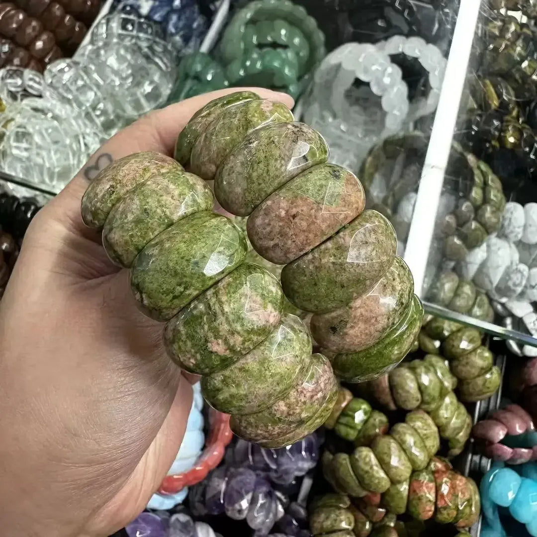 Big Cuff Bangle Crystal Bead Bracelets-Bracelets-Ali-Unakite-19cm-Crystal Destiny