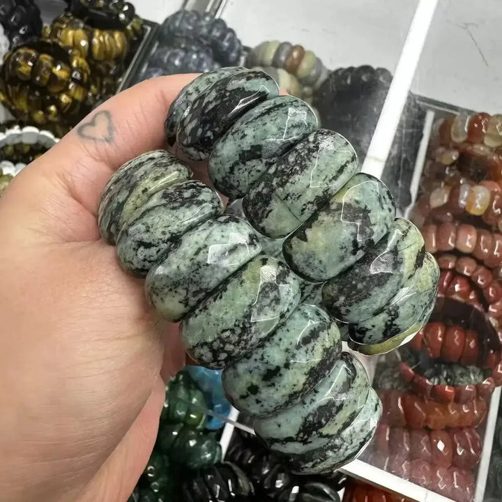 Big Cuff Bangle Crystal Bead Bracelets-Bracelets-Ali-Zebra Jasper-19cm-Crystal Destiny