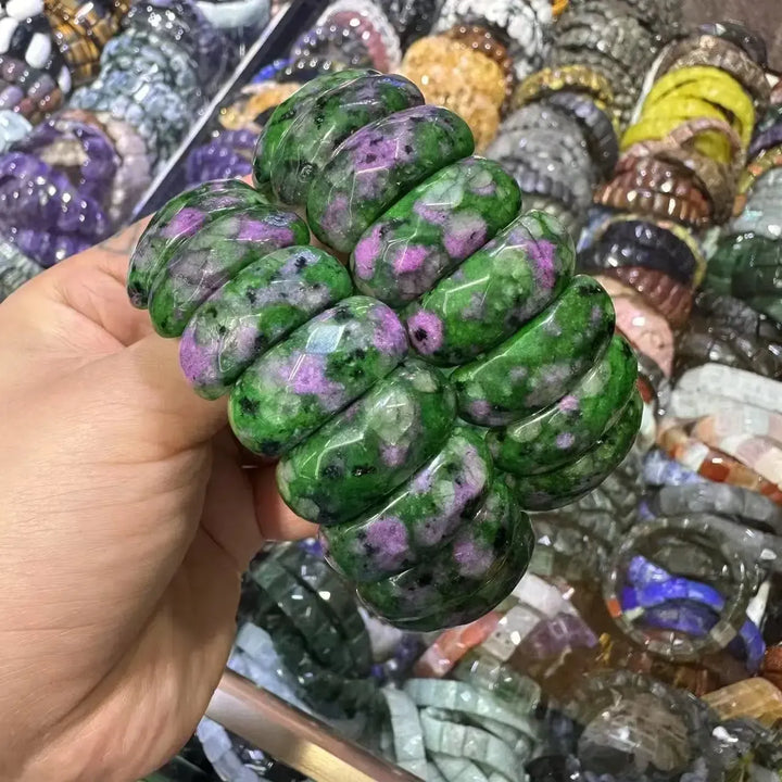 Big Cuff Bangle Crystal Bead Bracelets-Bracelets-Ali-Zoisite-19cm-Crystal Destiny