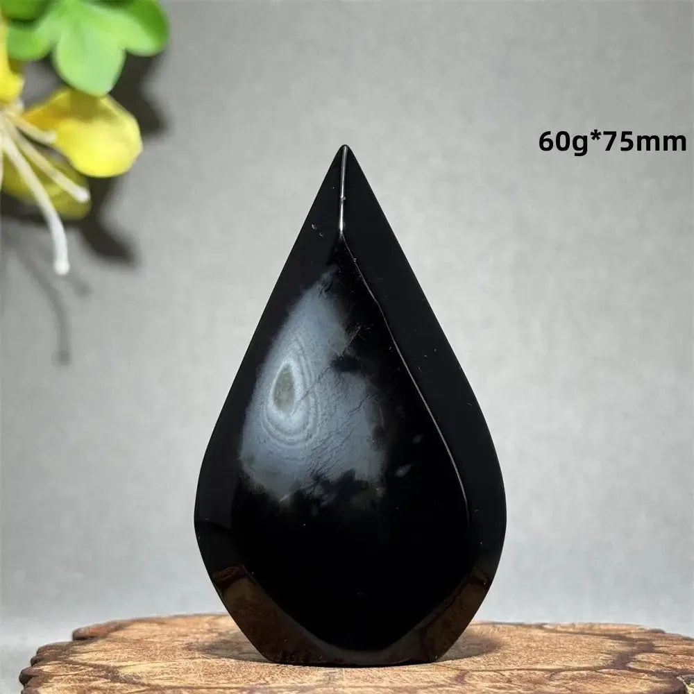 Black Agate Freeform Flame-Freeforms-Ali-Black Agate-E13 60g 75mm-Crystal Destiny