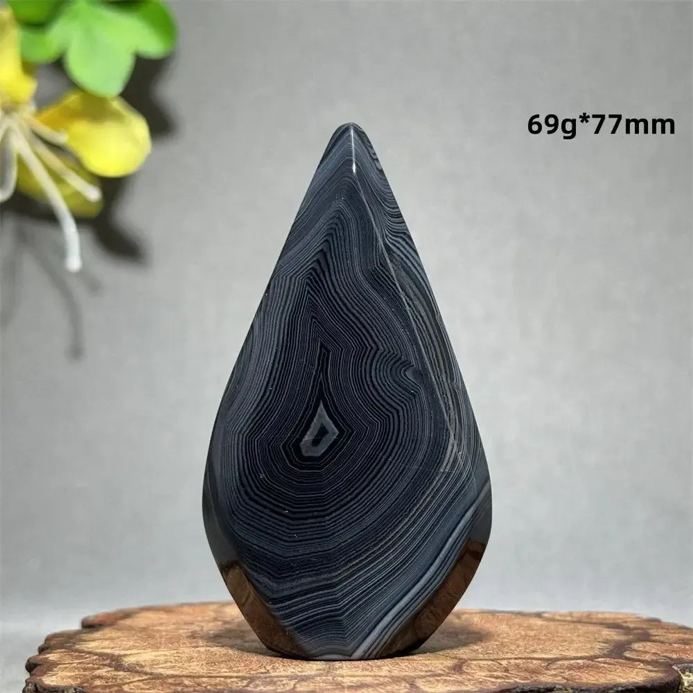 Black Agate Freeform Flame-Freeforms-Ali-Black Agate-E17 69g 77mm-Crystal Destiny