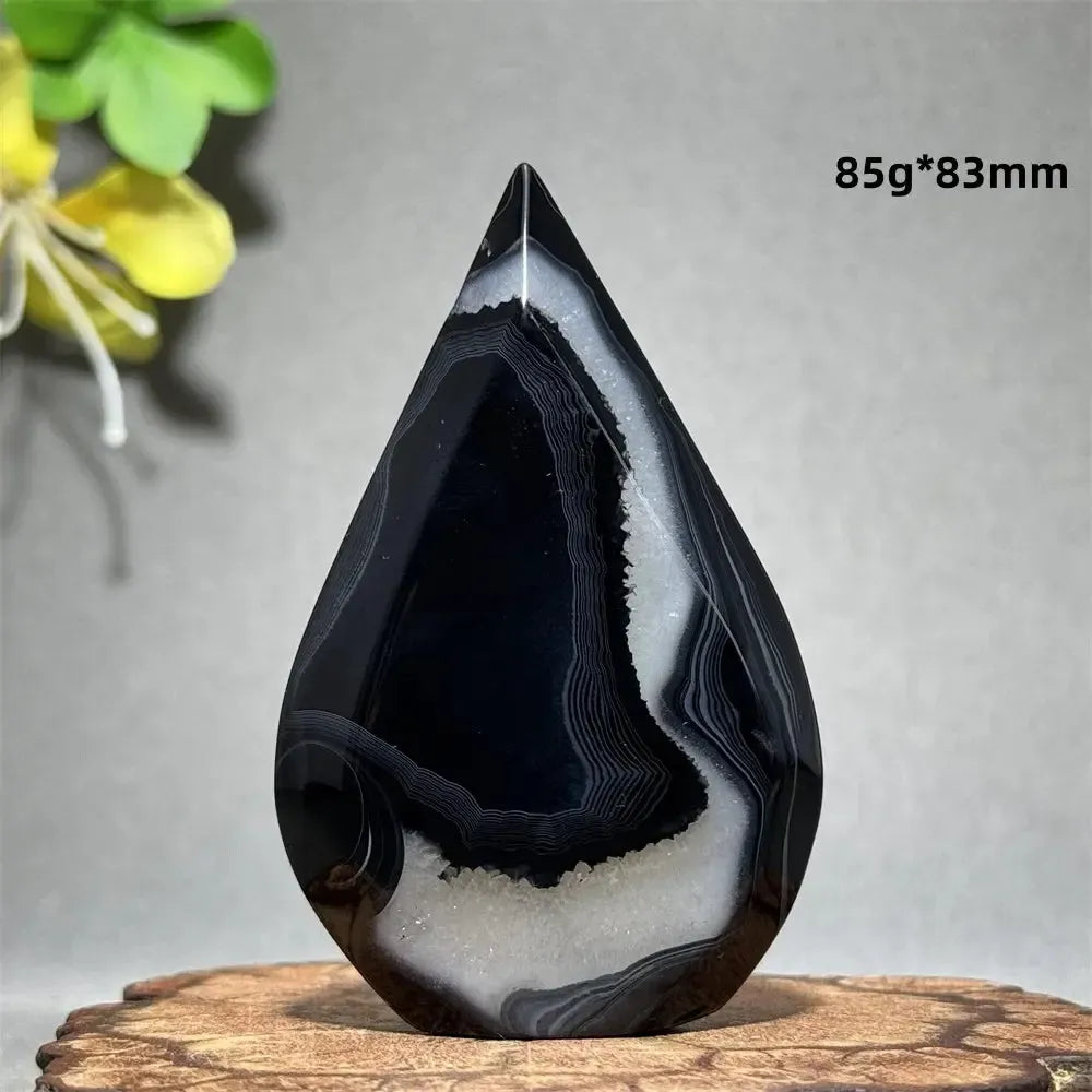 Black Agate Freeform Flame-Freeforms-Ali-Black Agate-E18 85g 83mm-Crystal Destiny