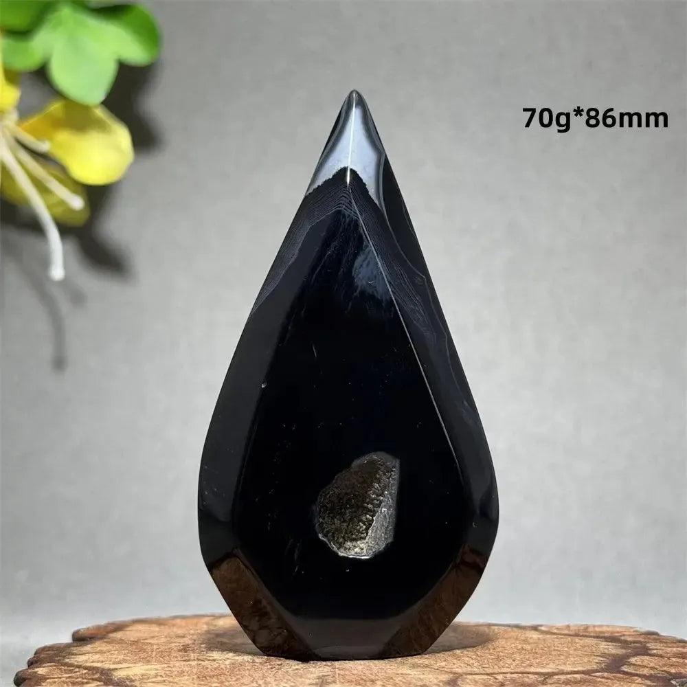 Black Agate Freeform Flame-Freeforms-Ali-Black Agate-E31 70g 86mm-Crystal Destiny