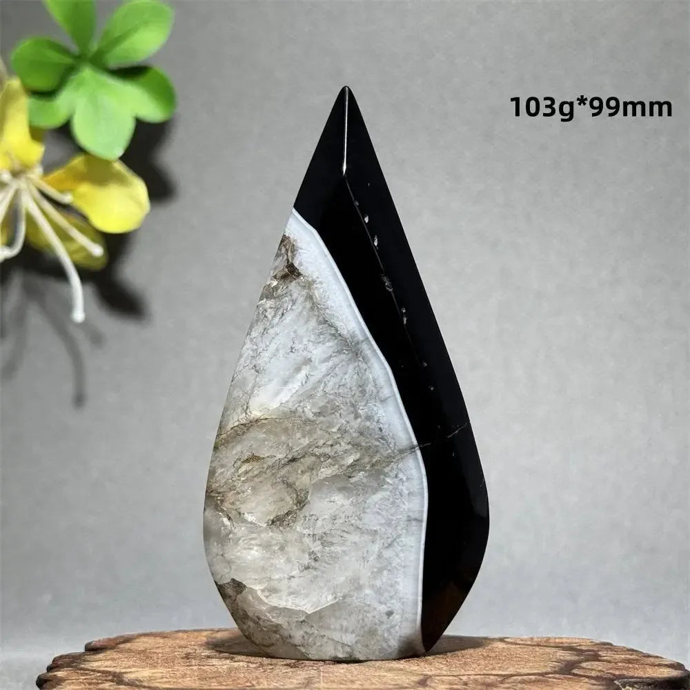 Black Agate Freeform Flame-Freeforms-Ali-Black Agate-E34 103g 99mm-Crystal Destiny