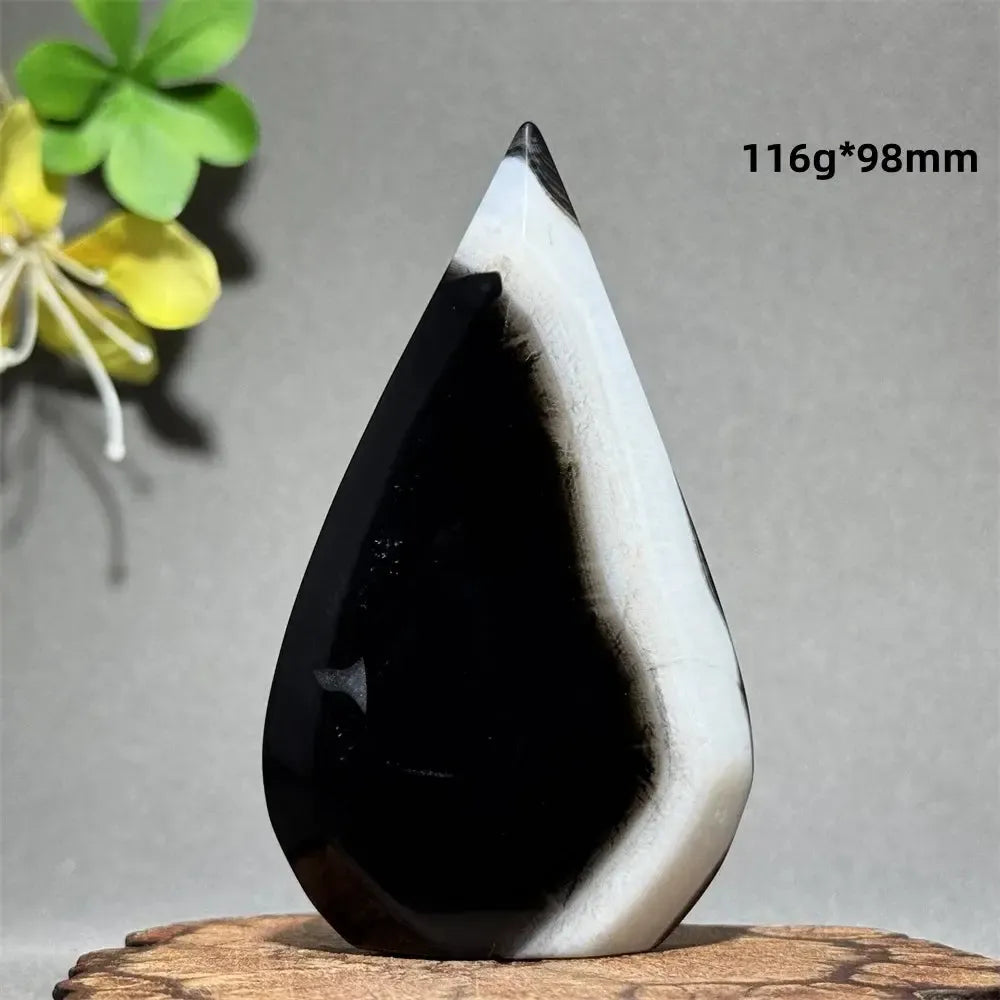 Black Agate Freeform Flame-Freeforms-Ali-Black Agate-E35 116g 98mm-Crystal Destiny
