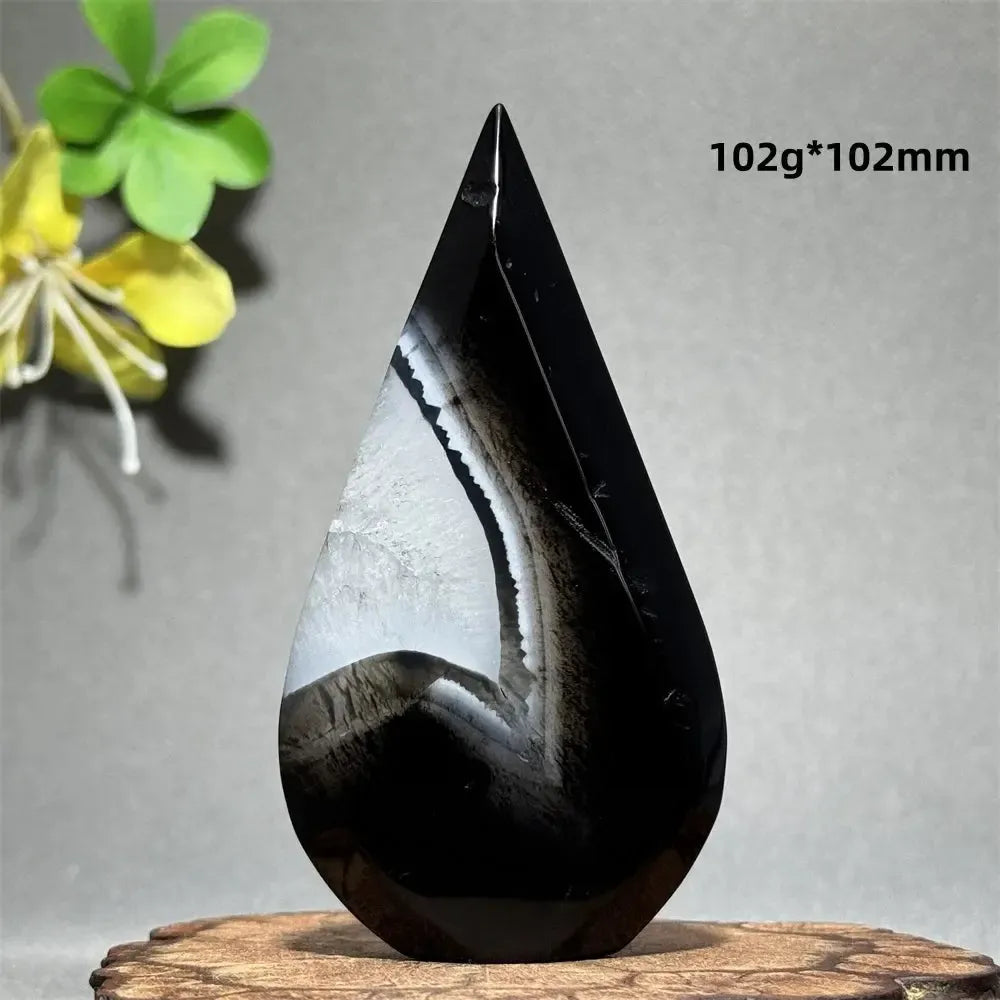 Black Agate Freeform Flame-Freeforms-Ali-Black Agate-E9 102g 102mm-Crystal Destiny