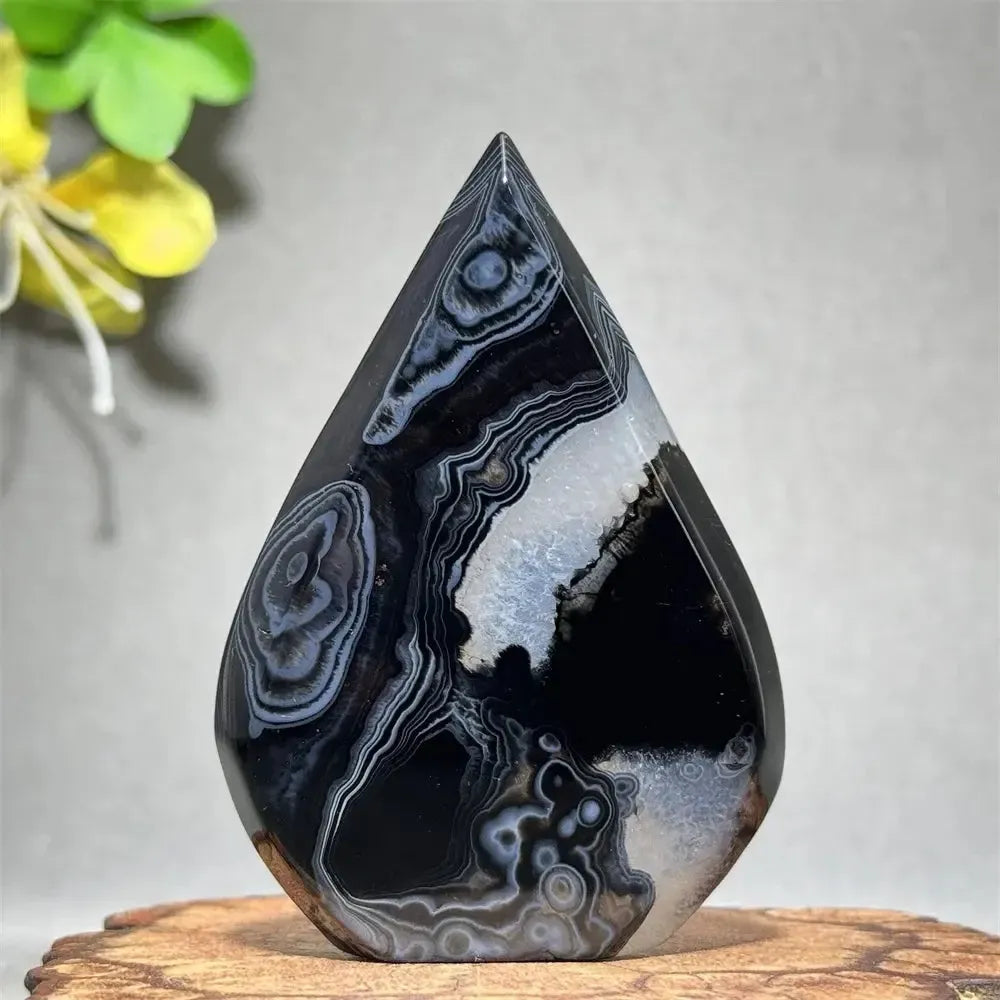 Black Agate Freeform Flame-Freeforms-Ali-Black Agate-E36 124g 111mm-Crystal Destiny