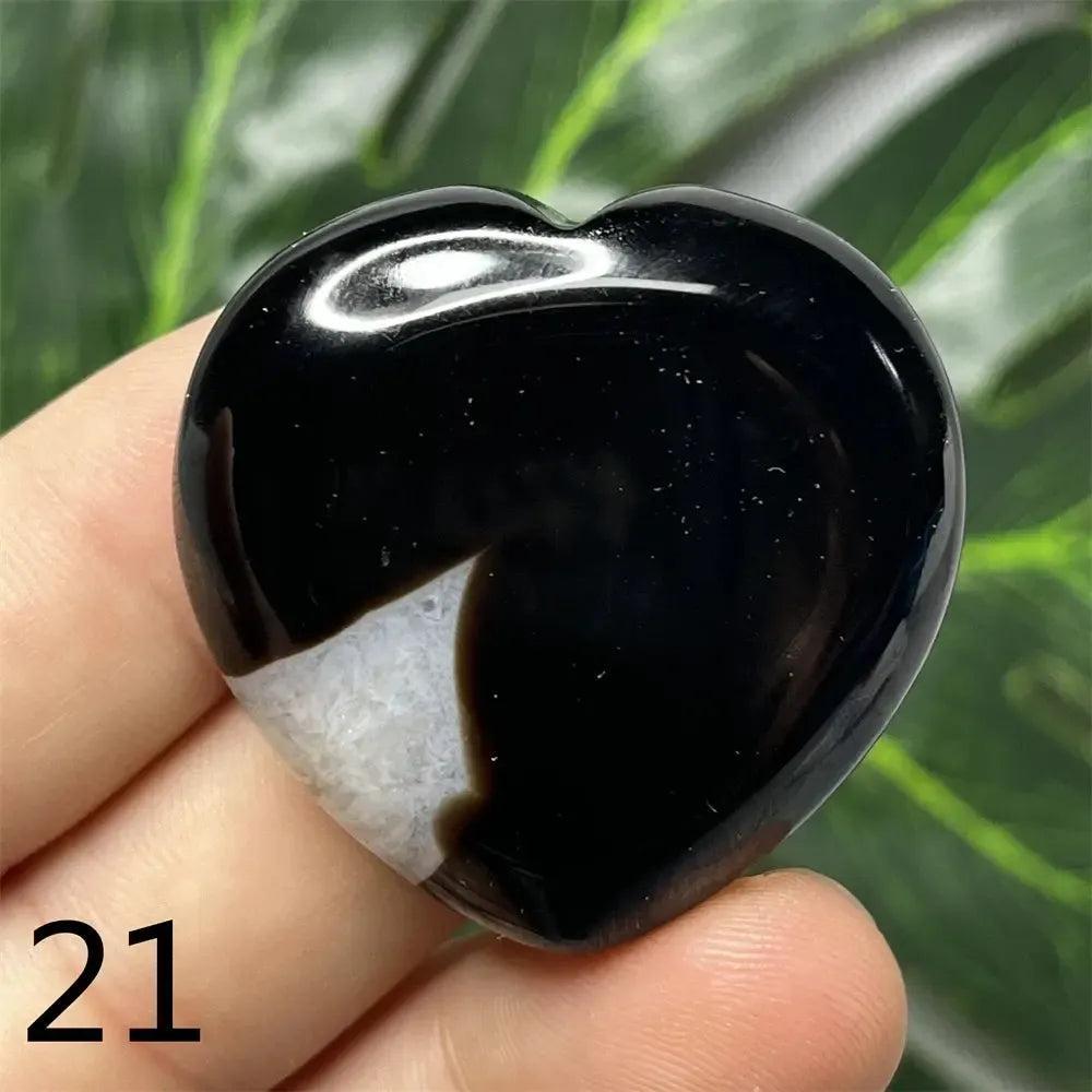 Black Agate Geode Crystal Heart