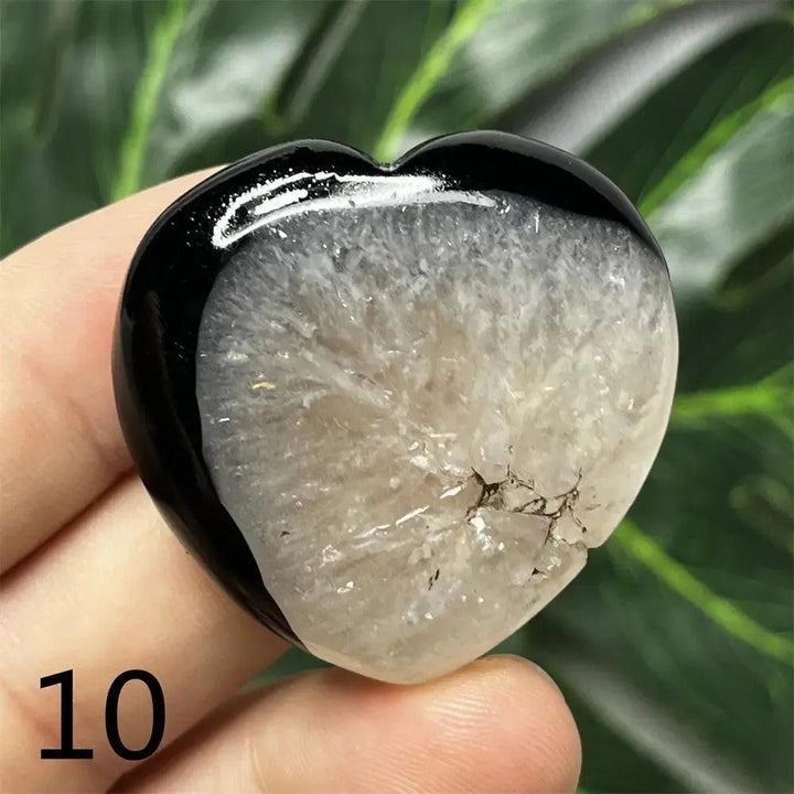 Black Agate Geode Crystal Heart