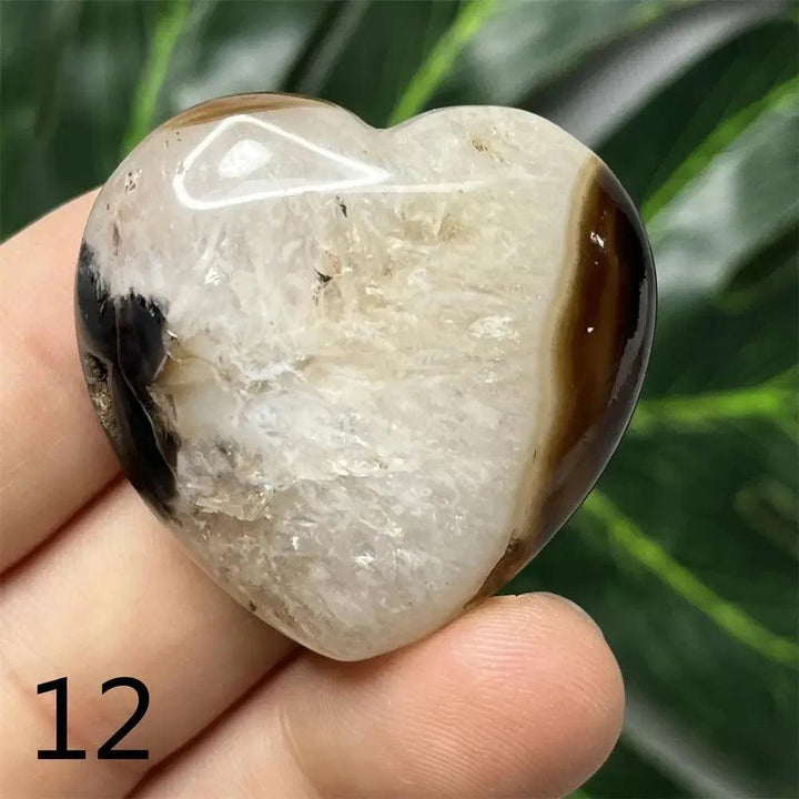 Black Agate Geode Crystal Heart