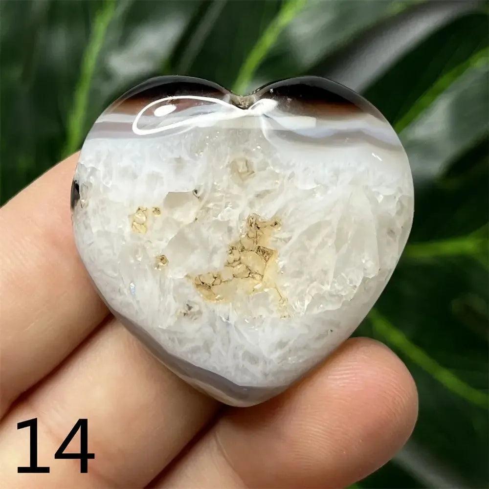 Black Agate Geode Crystal Heart
