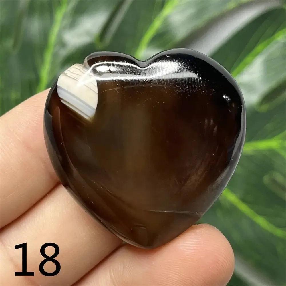 Black Agate Geode Crystal Heart