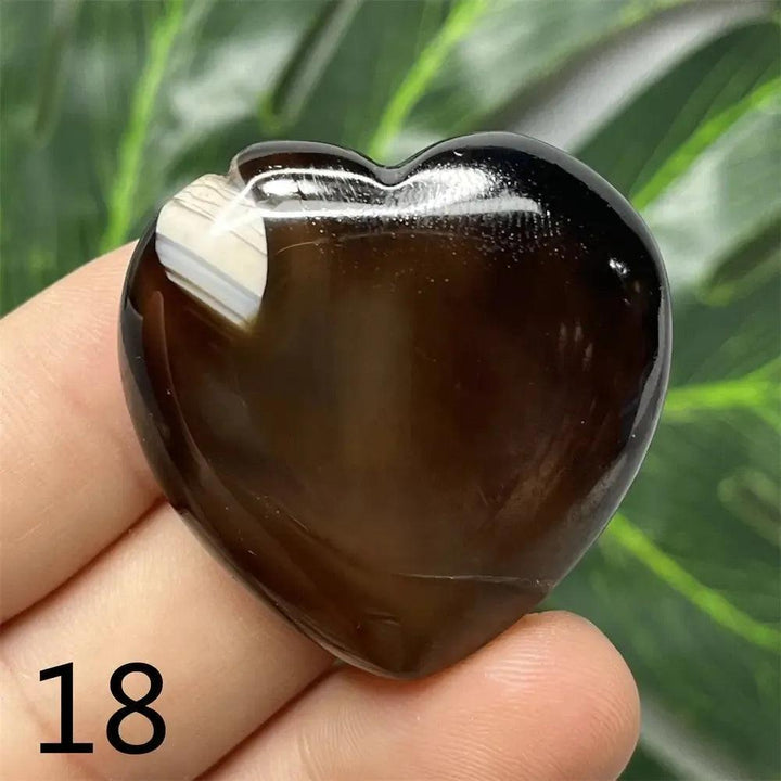 Black Agate Geode Crystal Heart