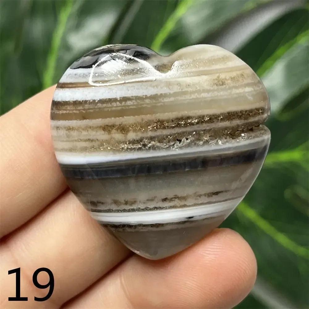 Black Agate Geode Crystal Heart