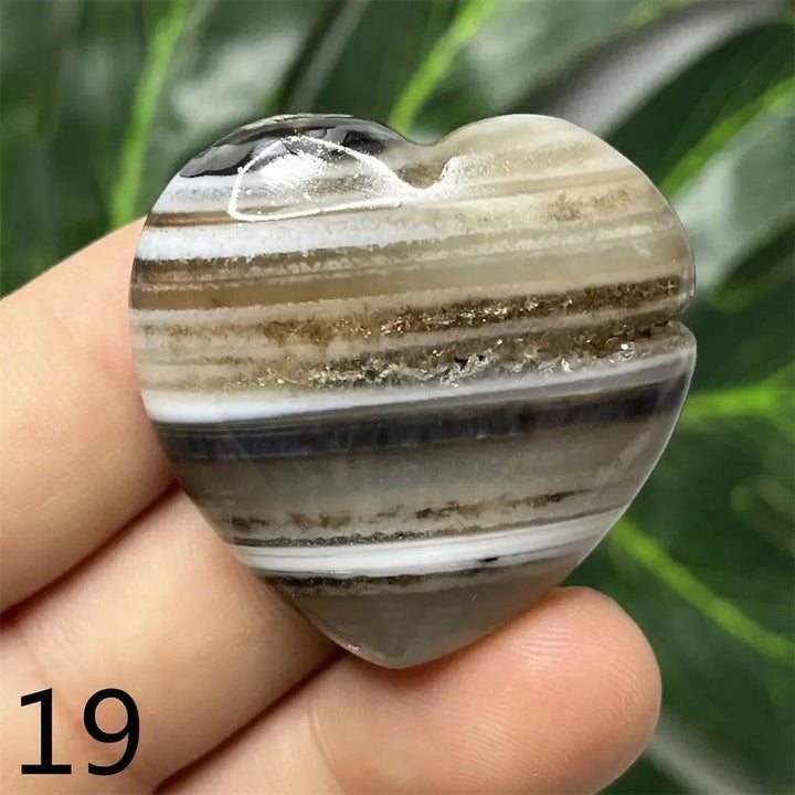 Black Agate Geode Crystal Heart
