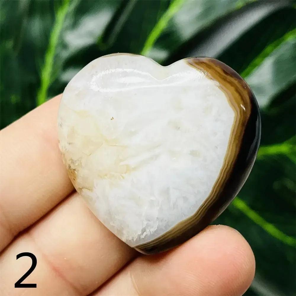 Black Agate Geode Crystal Heart