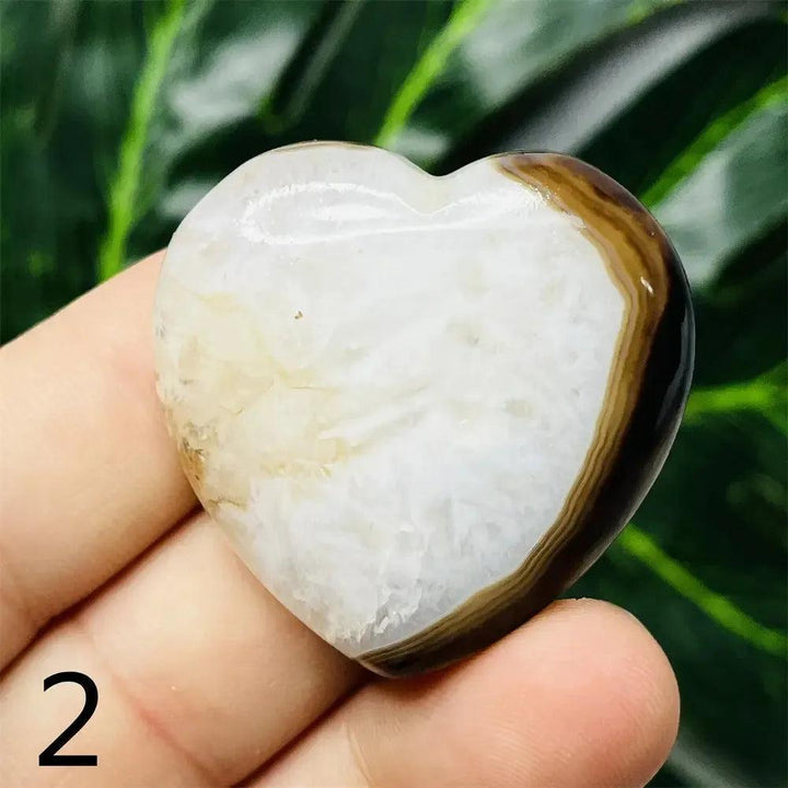 Black Agate Geode Crystal Heart