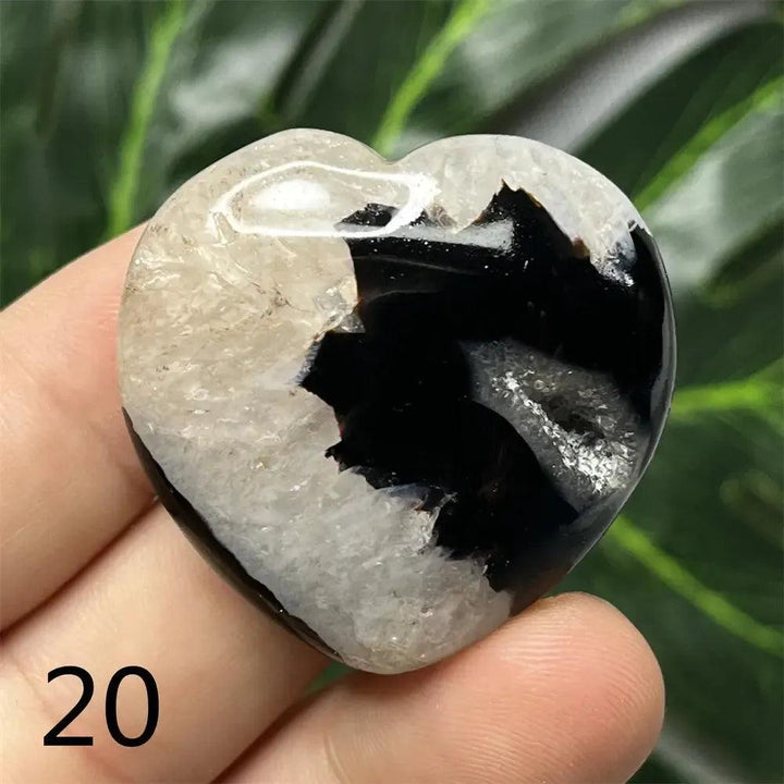 Black Agate Geode Crystal Heart