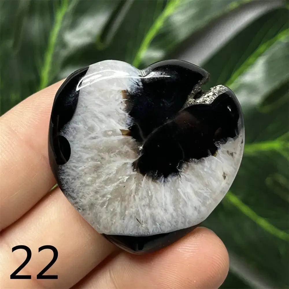 Black Agate Geode Crystal Heart
