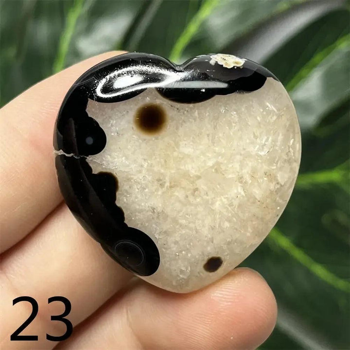 Black Agate Geode Crystal Heart