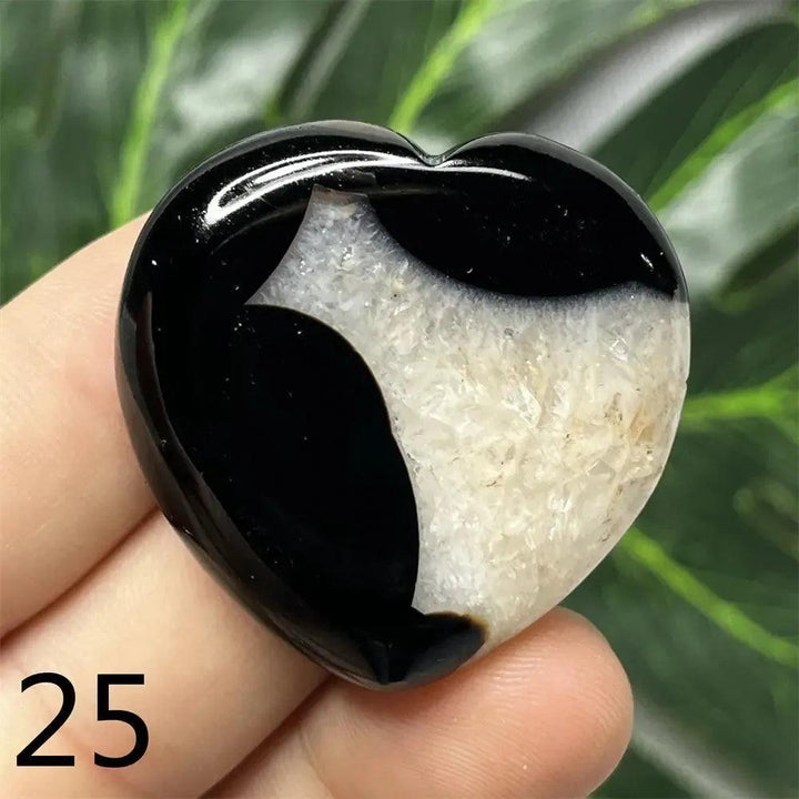Black Agate Geode Crystal Heart