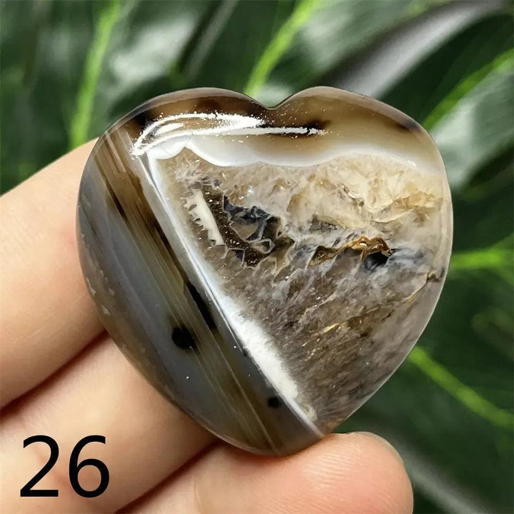 Black Agate Geode Crystal Heart