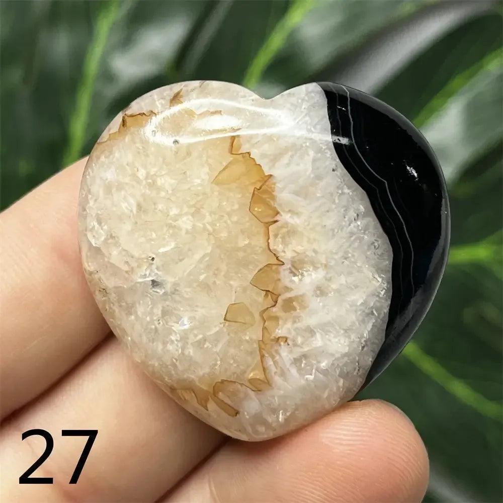Black Agate Geode Crystal Heart