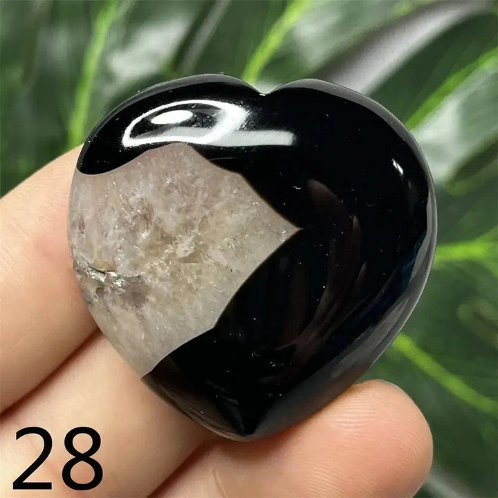 Black Agate Geode Crystal Heart