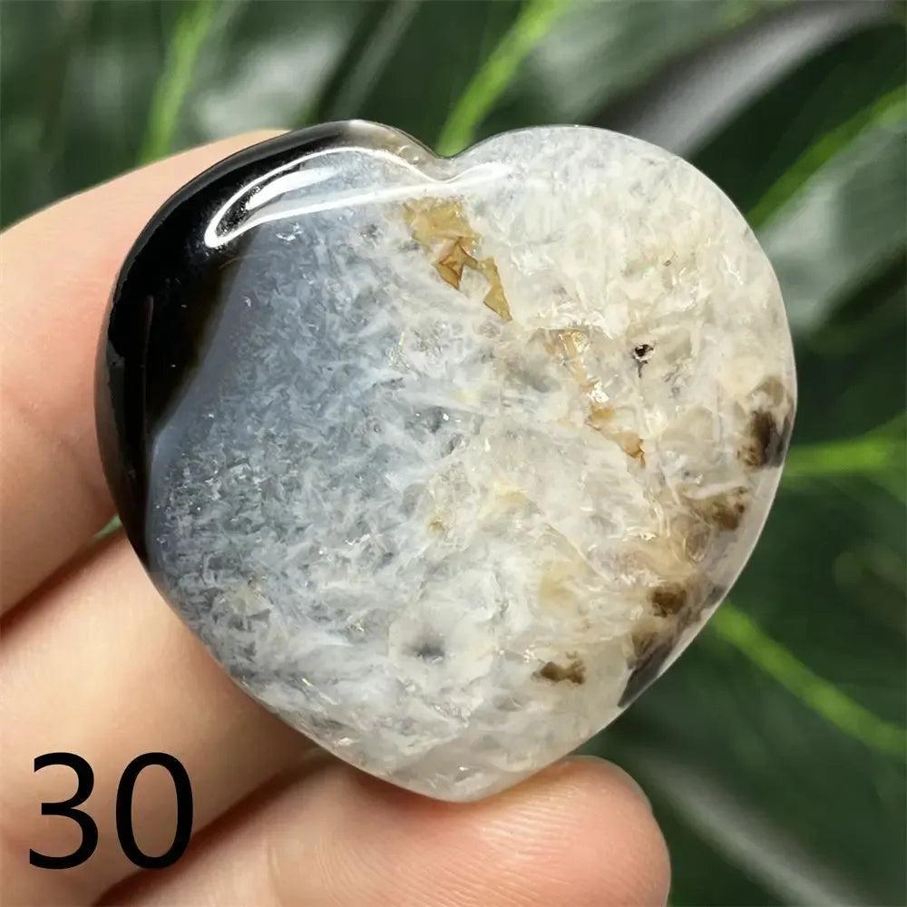 Black Agate Geode Crystal Heart