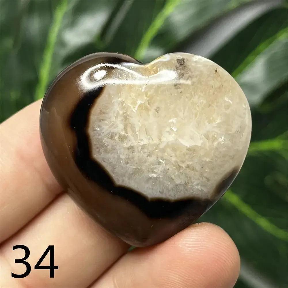Black Agate Geode Crystal Heart