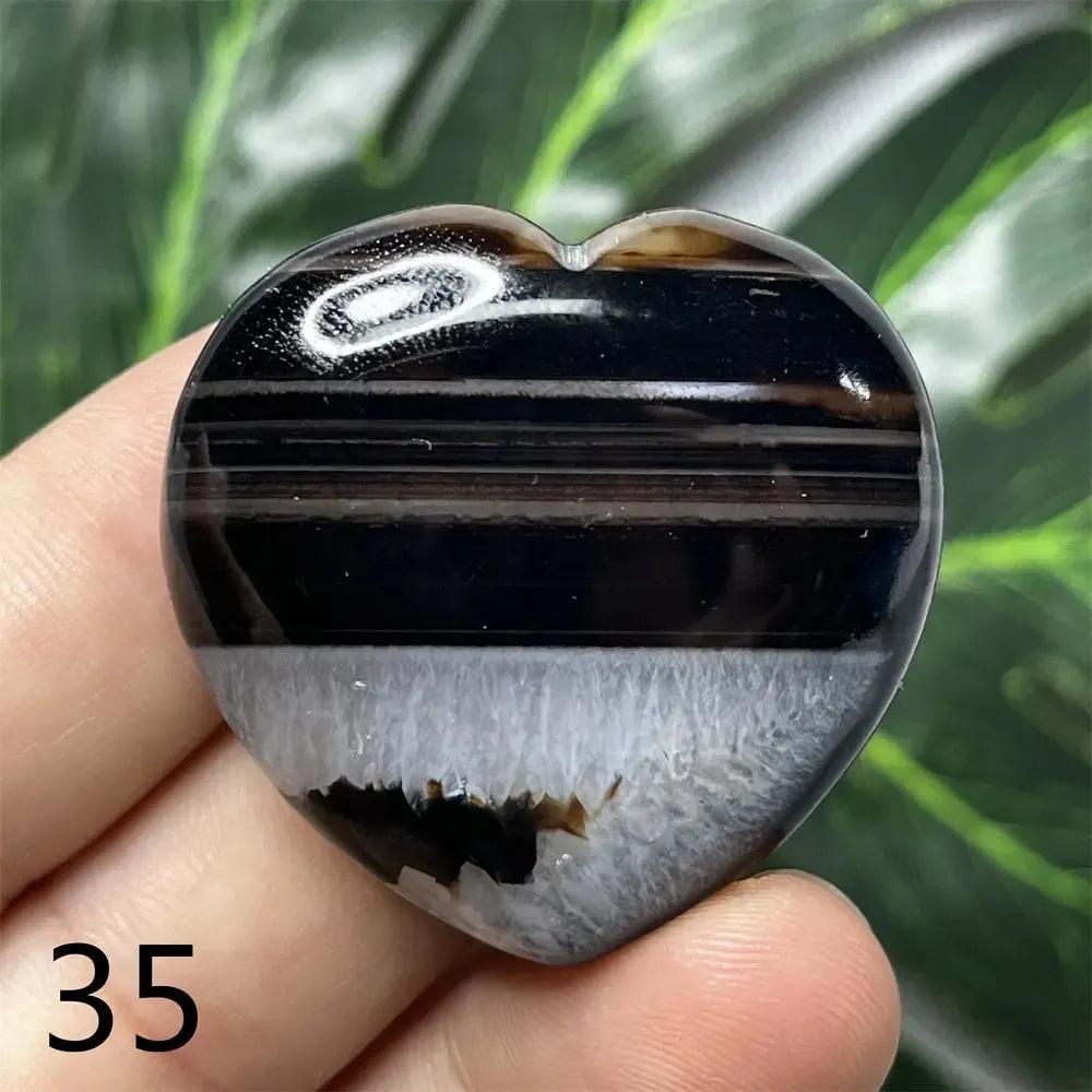 Black Agate Geode Crystal Heart