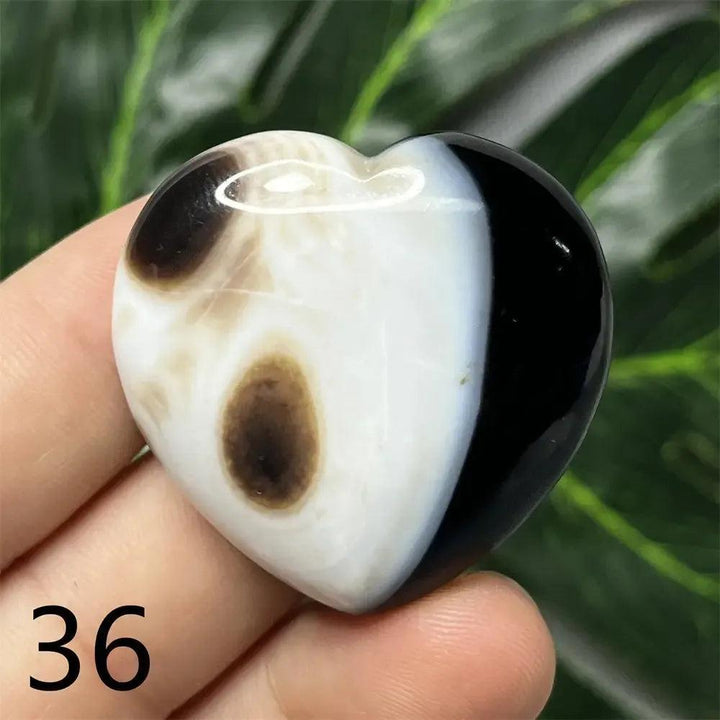 Black Agate Geode Crystal Heart