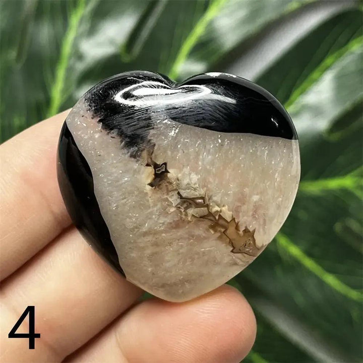 Black Agate Geode Crystal Heart