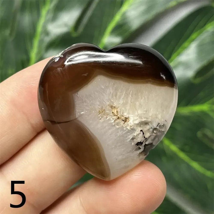Black Agate Geode Crystal Heart