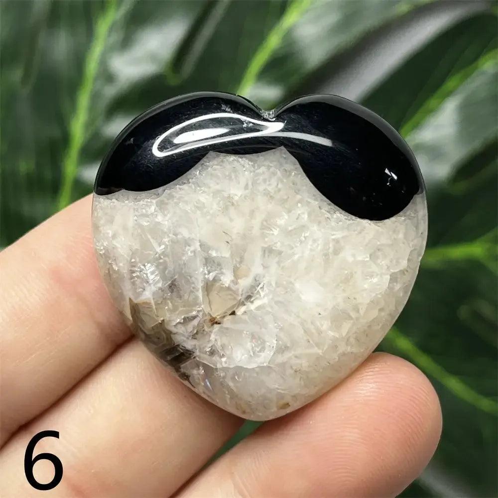 Black Agate Geode Crystal Heart