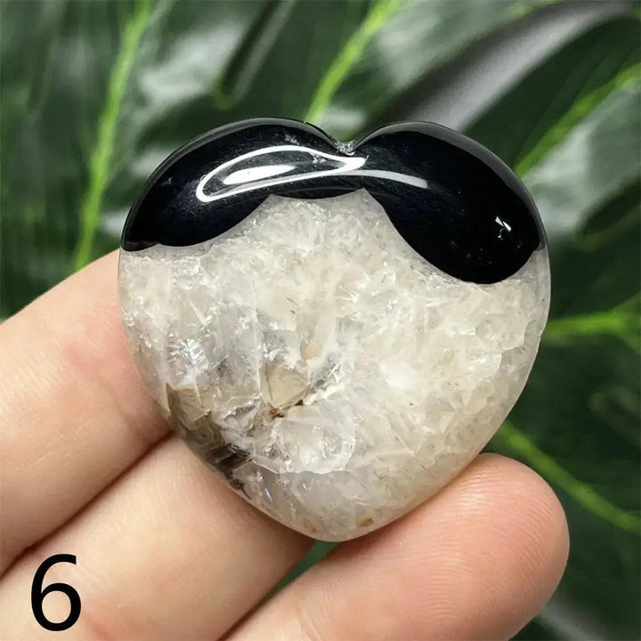 Black Agate Geode Crystal Heart