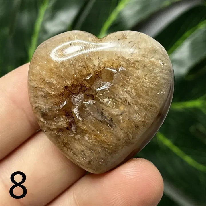 Black Agate Geode Crystal Heart