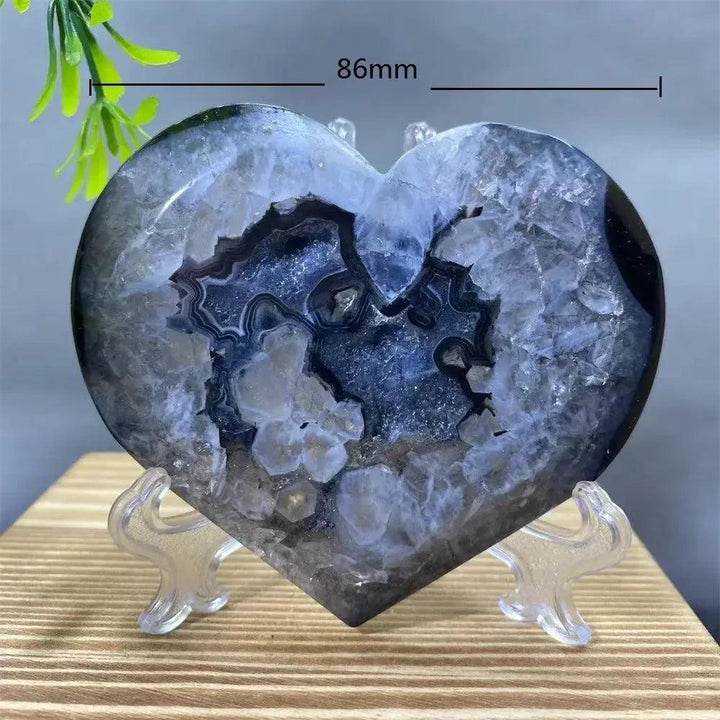 Black Agate Heart Geode Crystal
