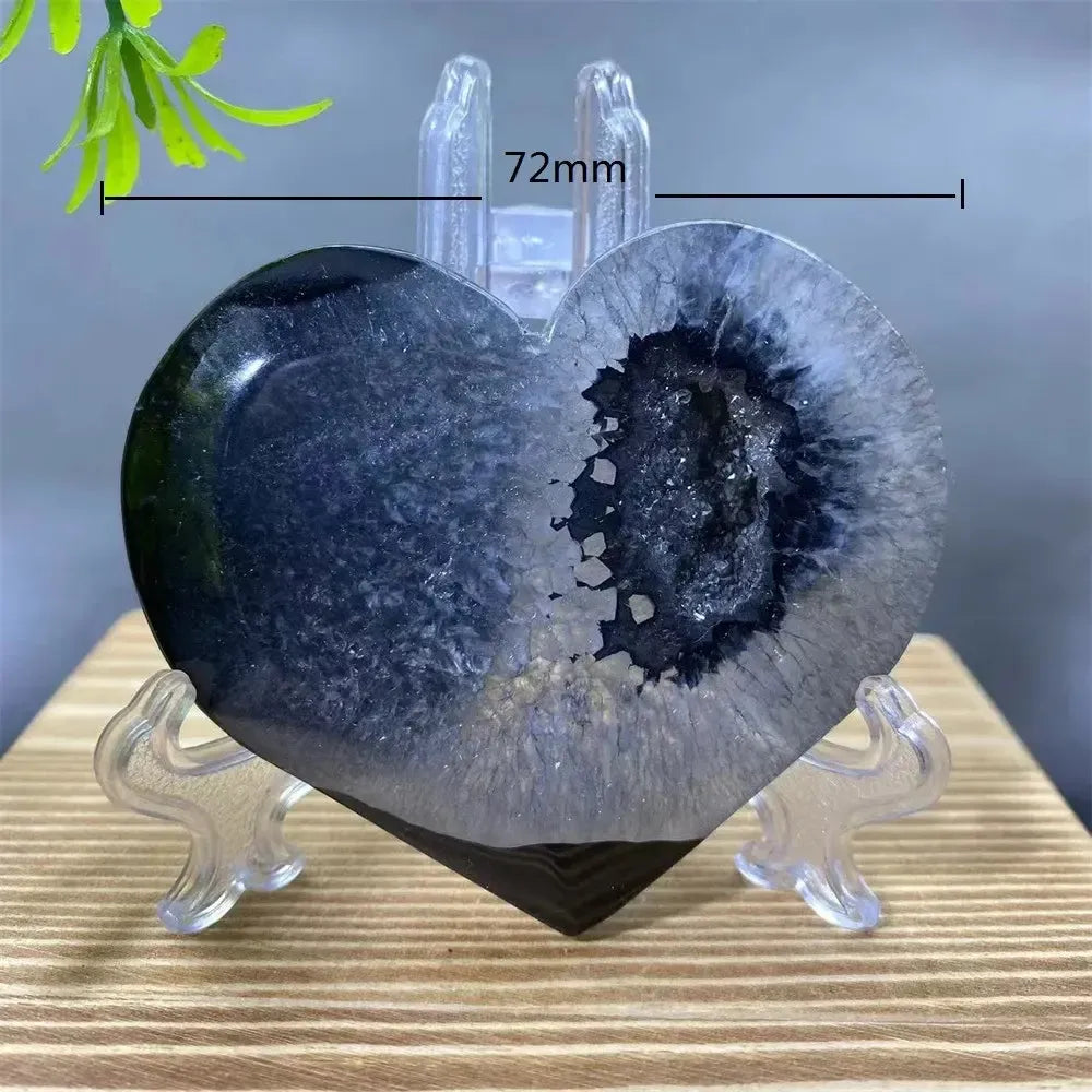 Black Agate Heart Geode Crystal-Hearts-Ali-Black Agate-139g-Crystal Destiny