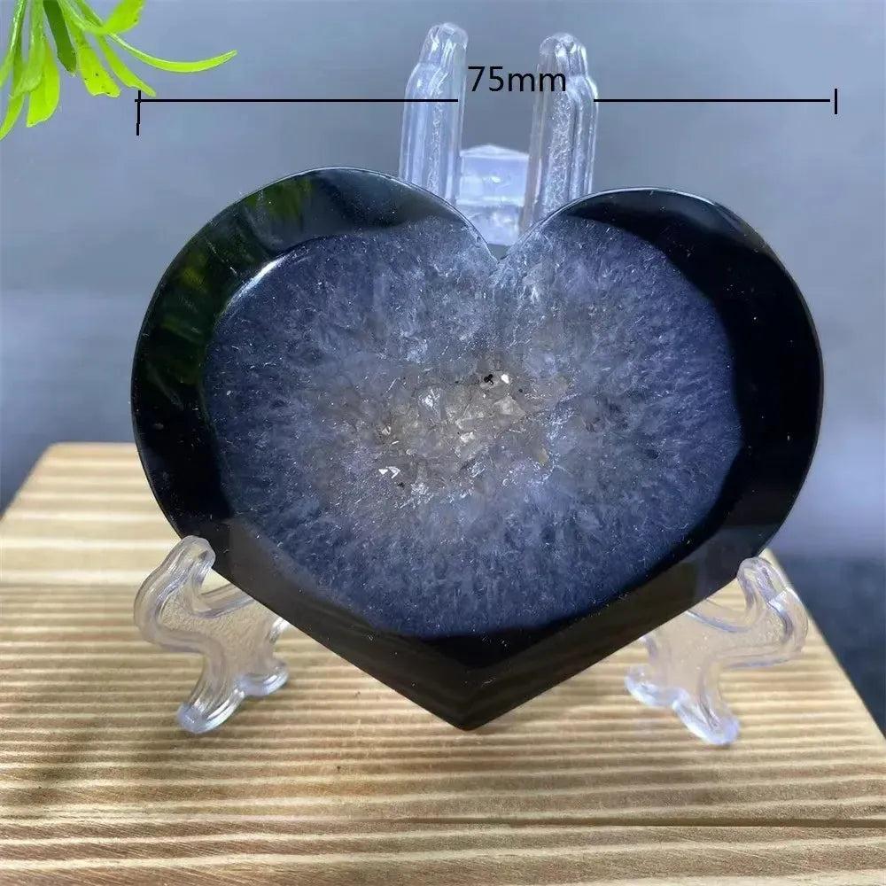 Black Agate Heart Geode Crystal