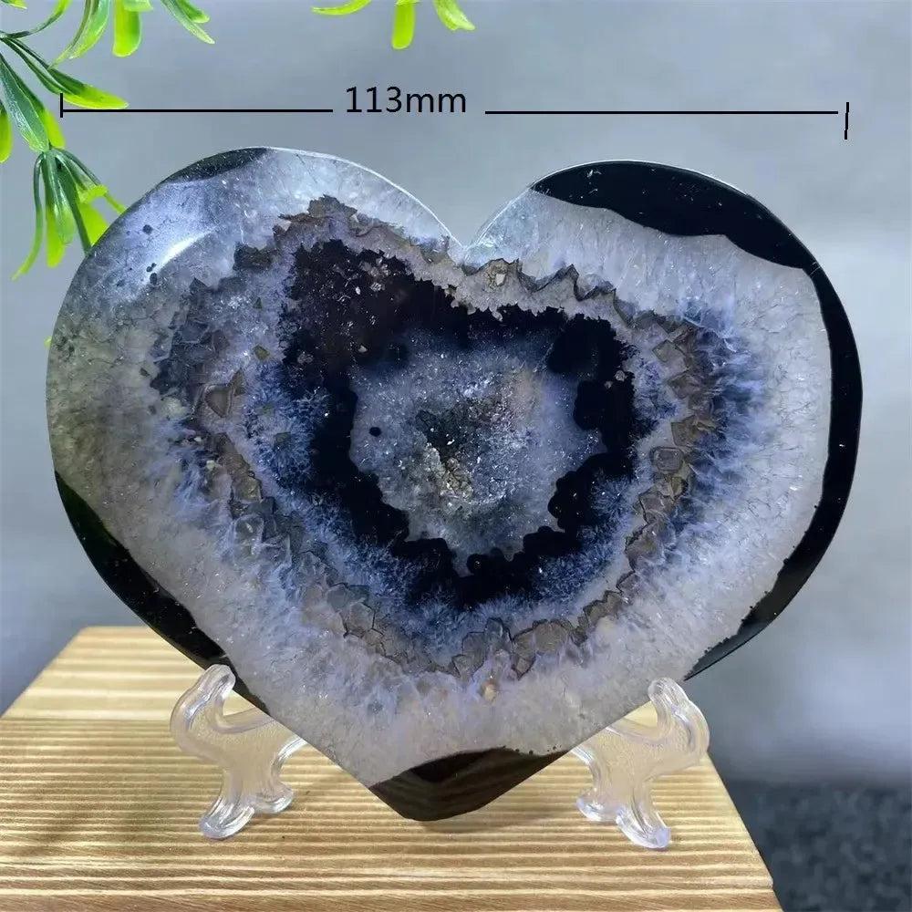 Black Agate Heart Geode Crystal