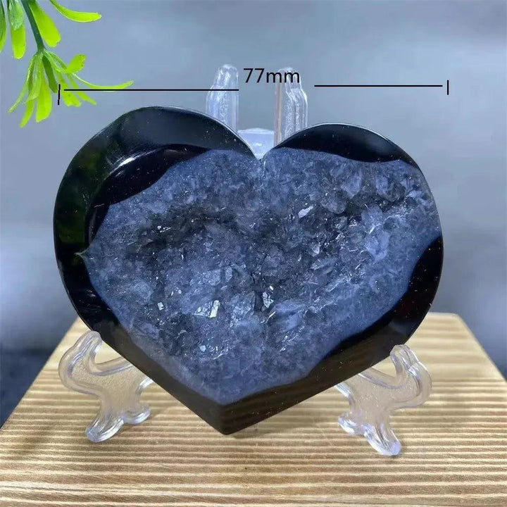 Black Agate Heart Geode Crystal