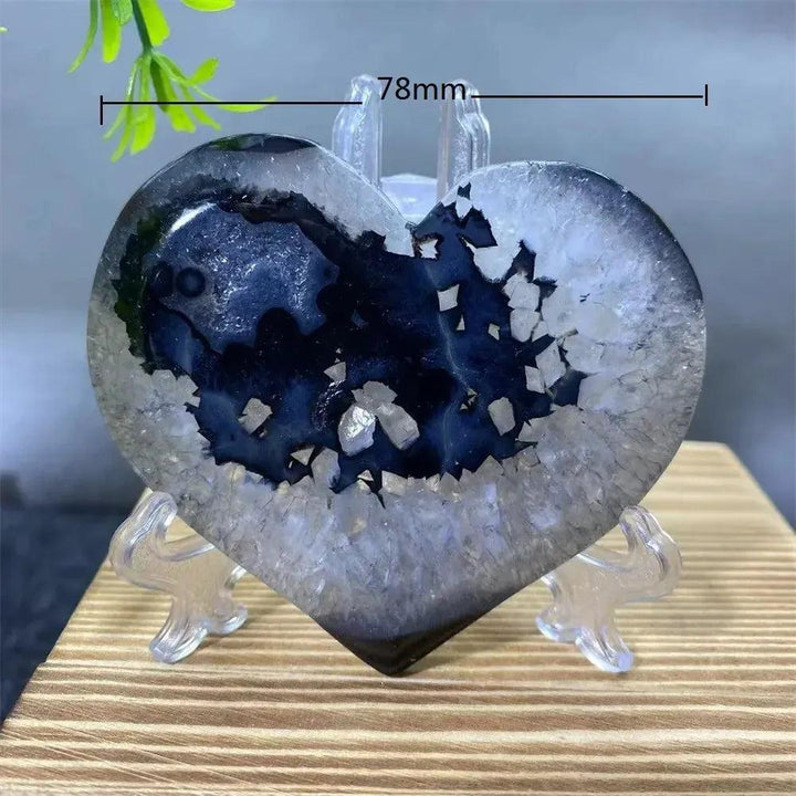 Black Agate Heart Geode Crystal