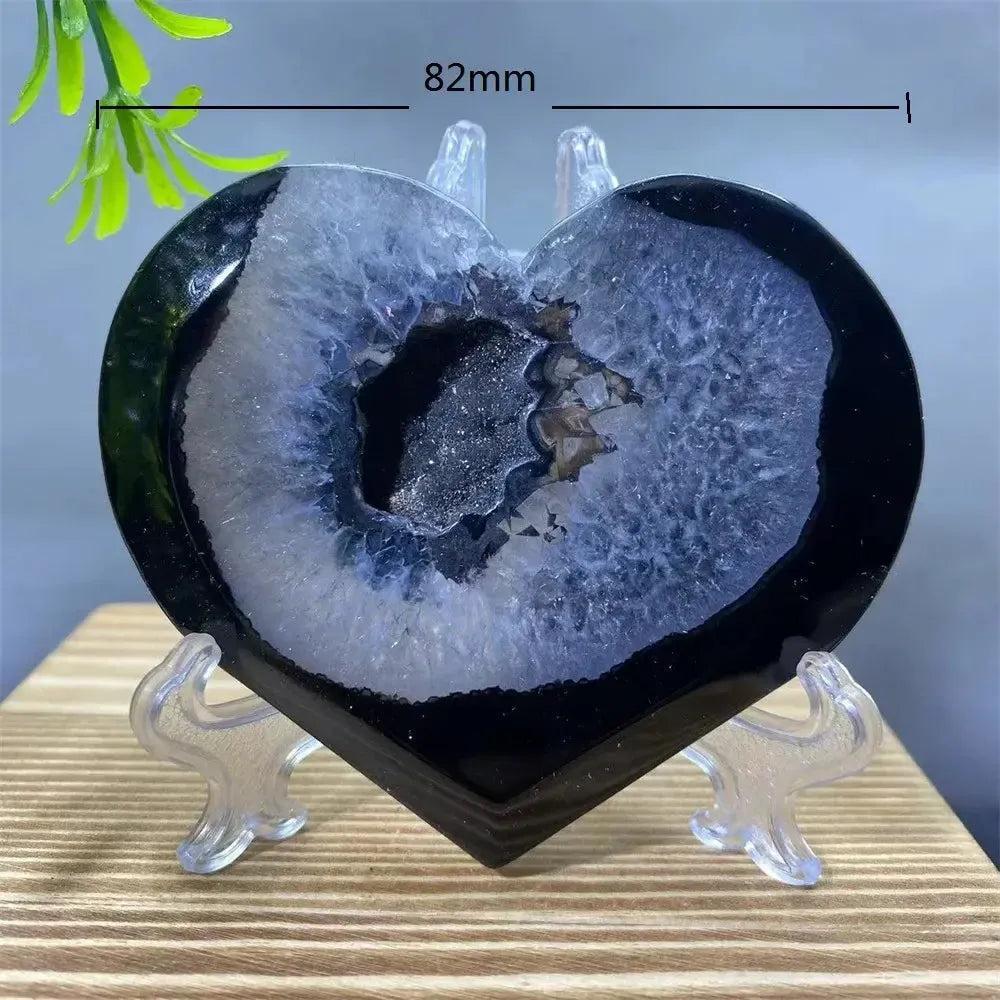 Black Agate Heart Geode Crystal