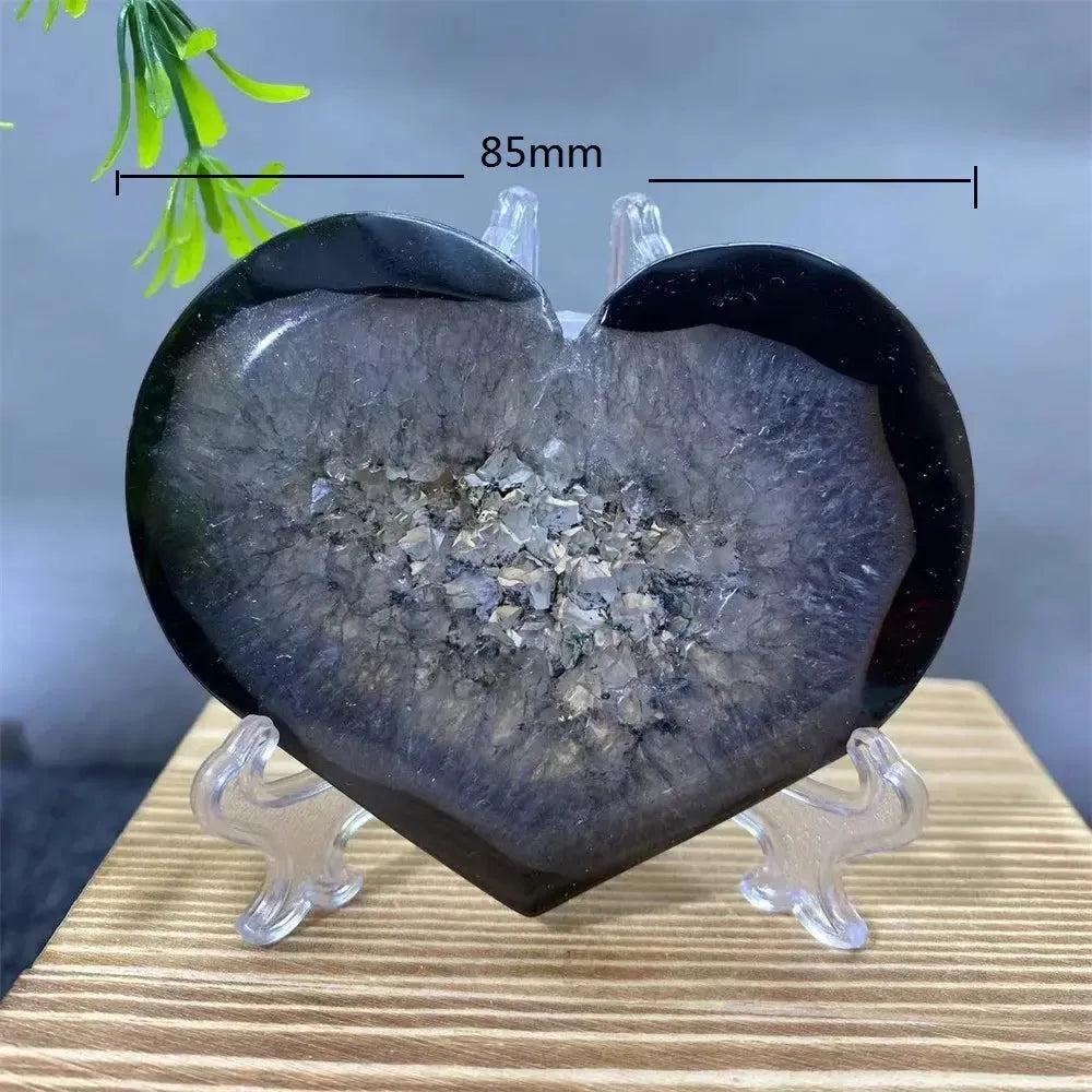 Black Agate Heart Geode Crystal
