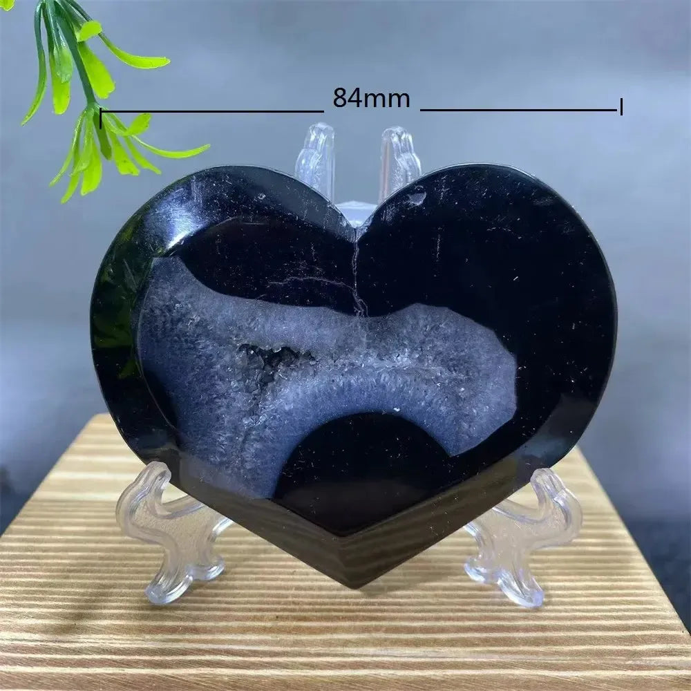 Black Agate Heart Geode Crystal-Hearts-Ali-Black Agate-108g-Crystal Destiny